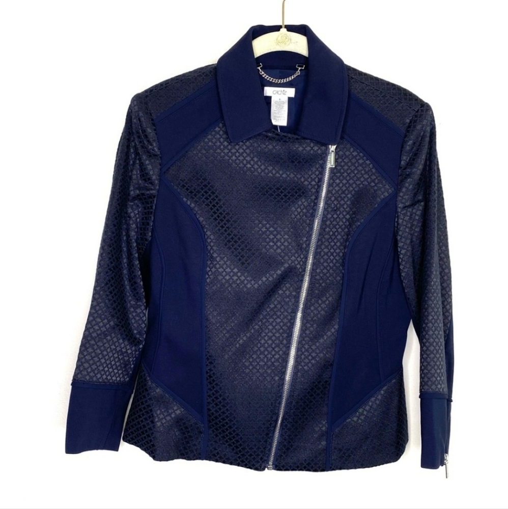 NEW Cache Navy Blue Moto Jacket